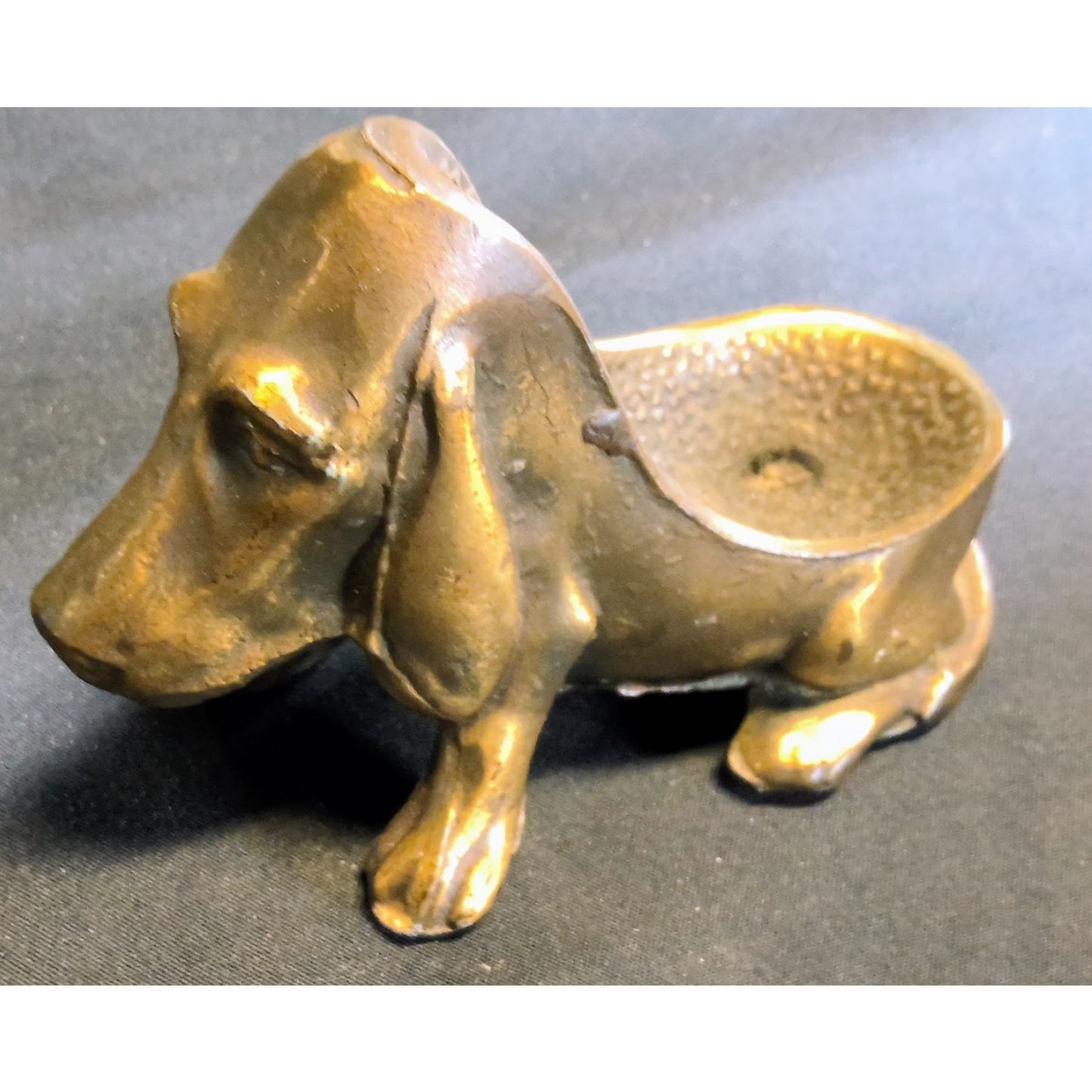 Vintage Ronson AMW 1930s Design Brass Basset Hound Dog Pipe Stand Rest Holder