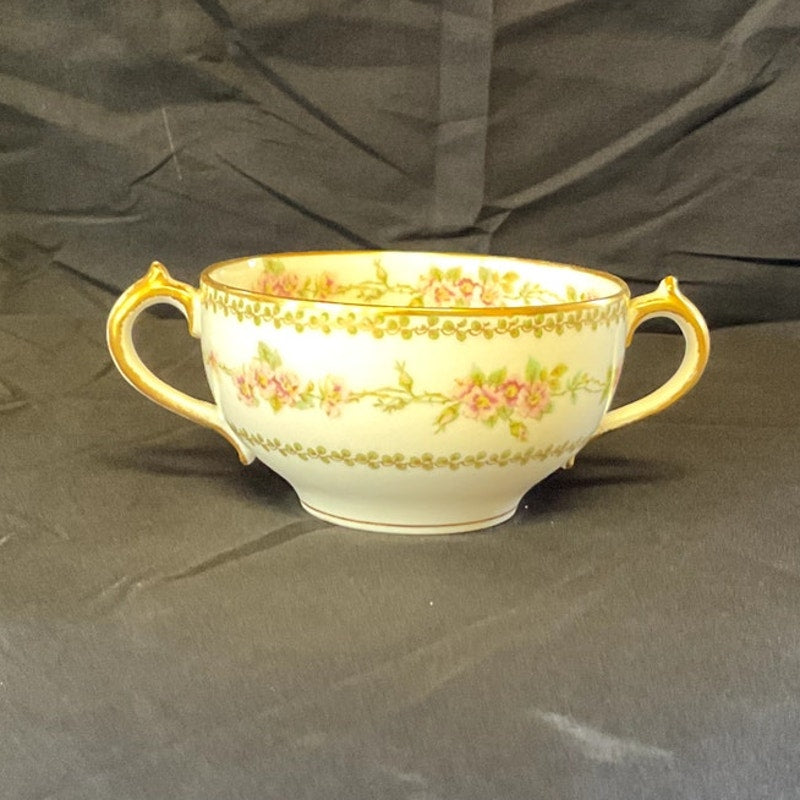 Vintage CH Field Haviland GDA Porcelain Two Handle Bouillon Cup