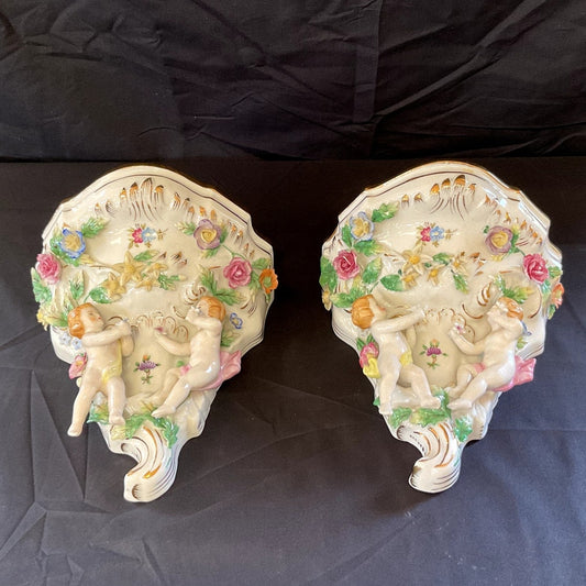 Antique Porcelain Wall Sconces M-354 - Pair