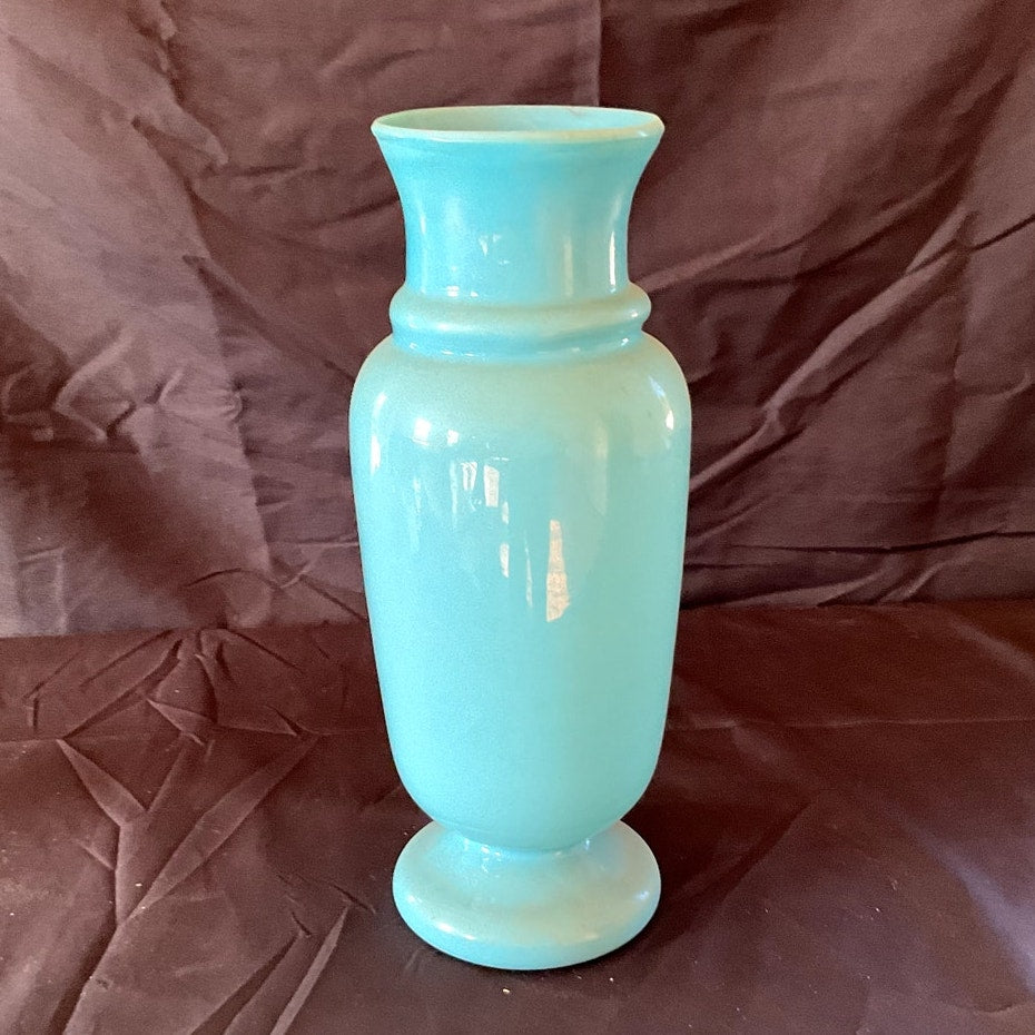 Bristol-Opaline Blue Hand Painted Milk Glass