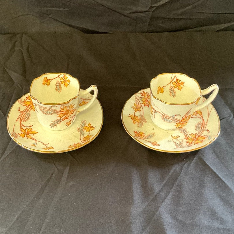 Vintage Fine Bone China Footed Tea Cup & Saucer - Set of 2