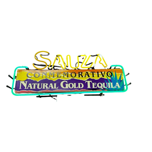 Vintage Sauza Tequila “Conmemorativo Natural Gold” Neon Bar Sign – Authentic 1990s Cantina Decor