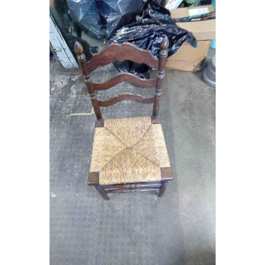 Vintage Farmhouse Wooden Rush Seat Ladder back Chair