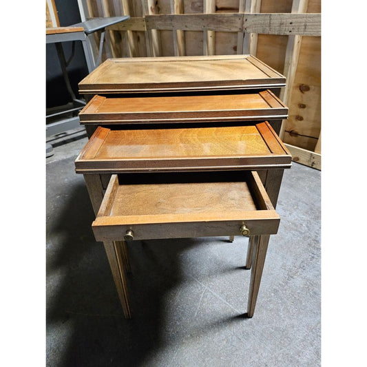 Vintage Solid Wood 3-Piece Nesting End Table Set With Drawer STORE PICKUP ONLY