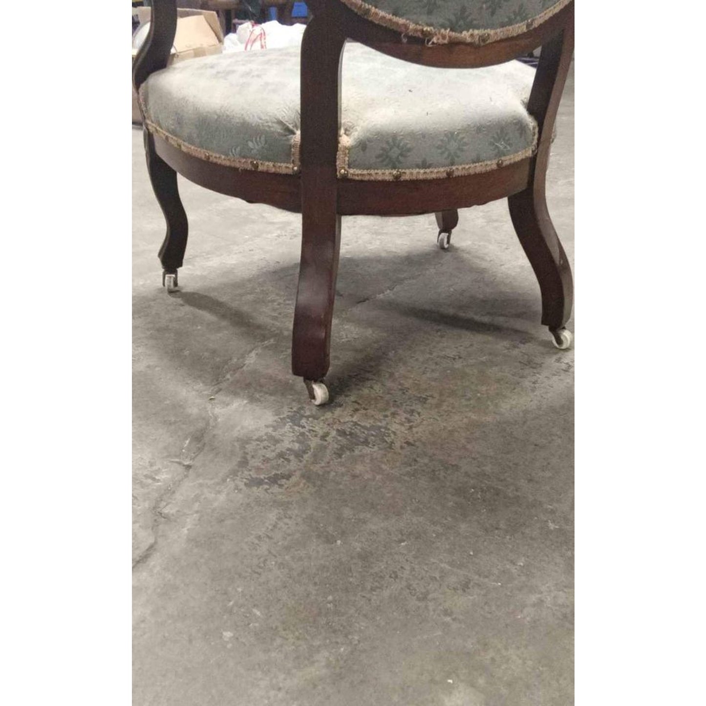 Antique Victorian Mahogany Ladies Armchair with Wheels