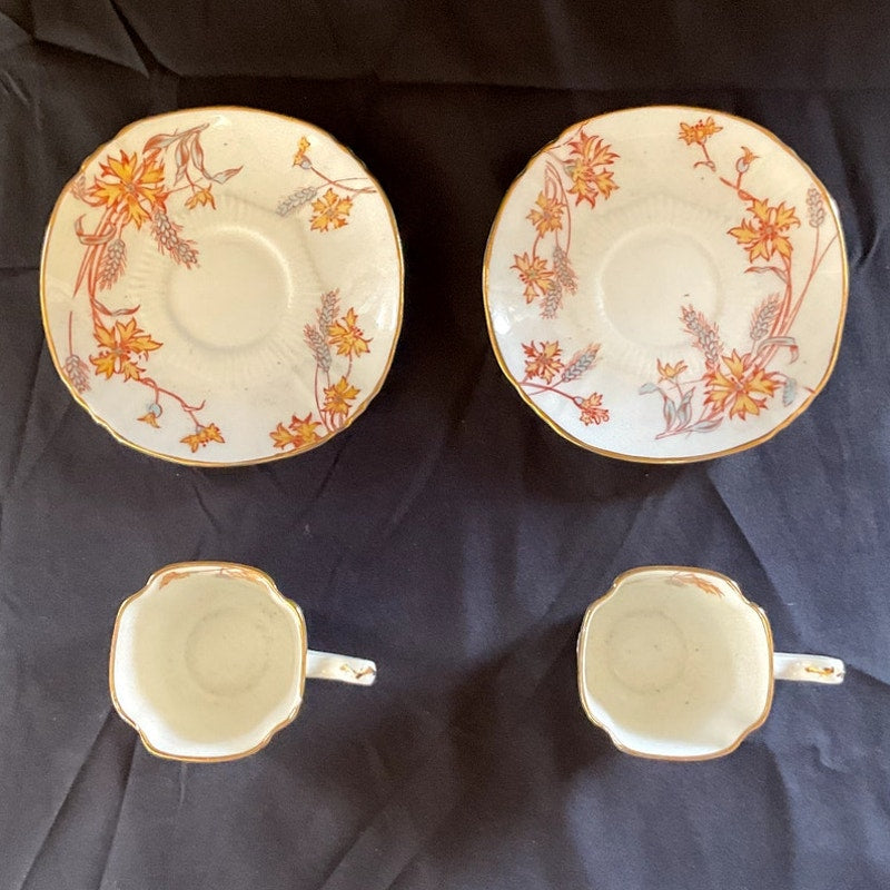 Vintage Fine Bone China Footed Tea Cup & Saucer - Set of 2