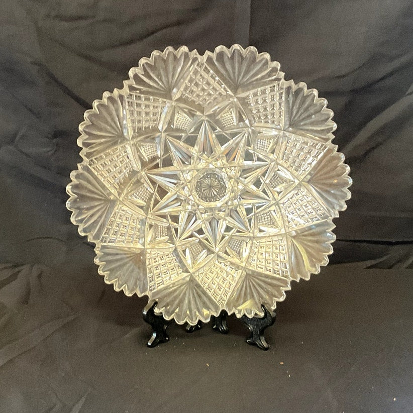 Antique ABP Cut Glass Crystal Butter/Cheeseball Dish