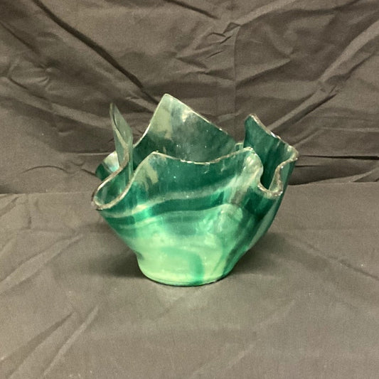 Green + White Glass Vase