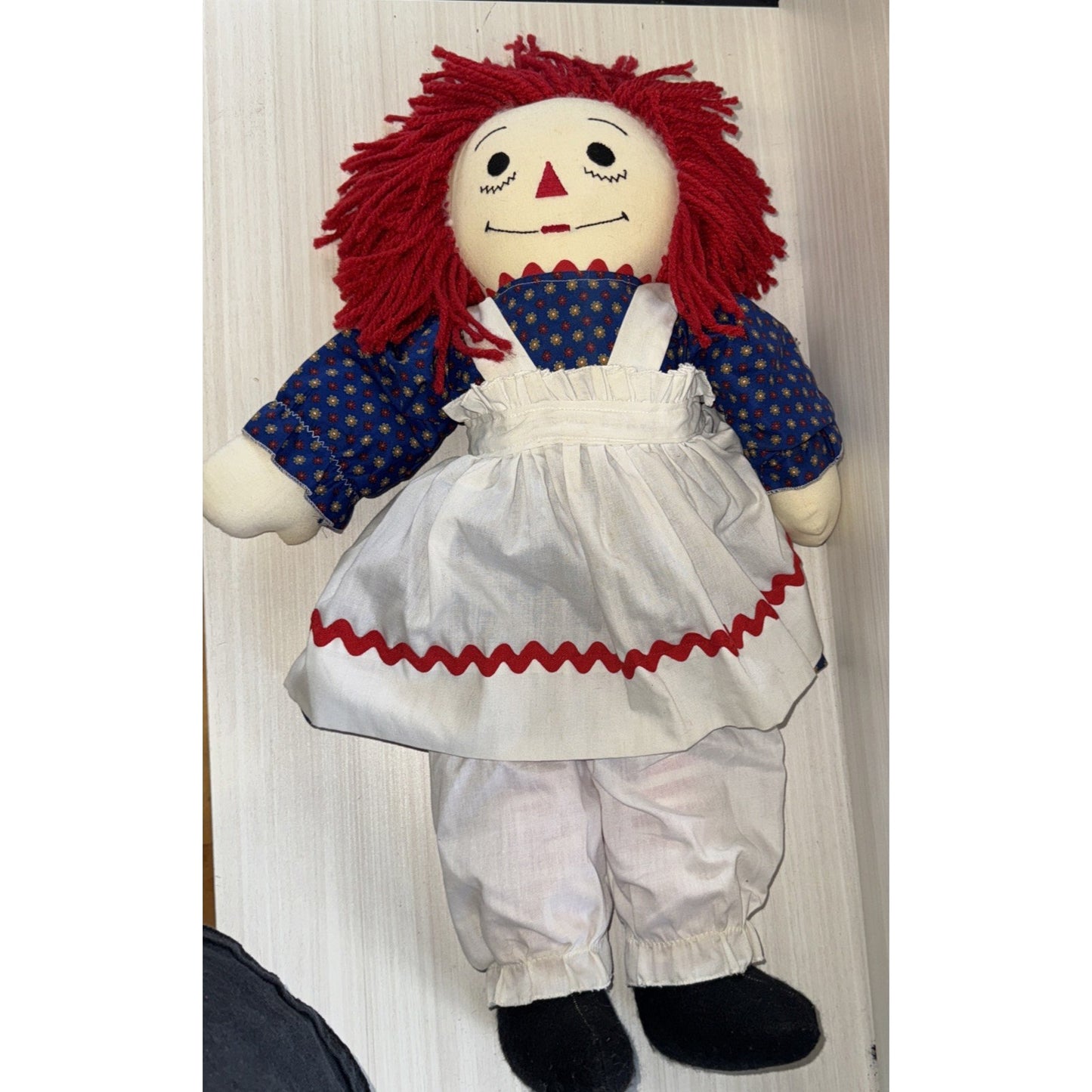 Raggedy Ann Doll VTG Handmade 22" Stuffed Toy Red Hair Cloth