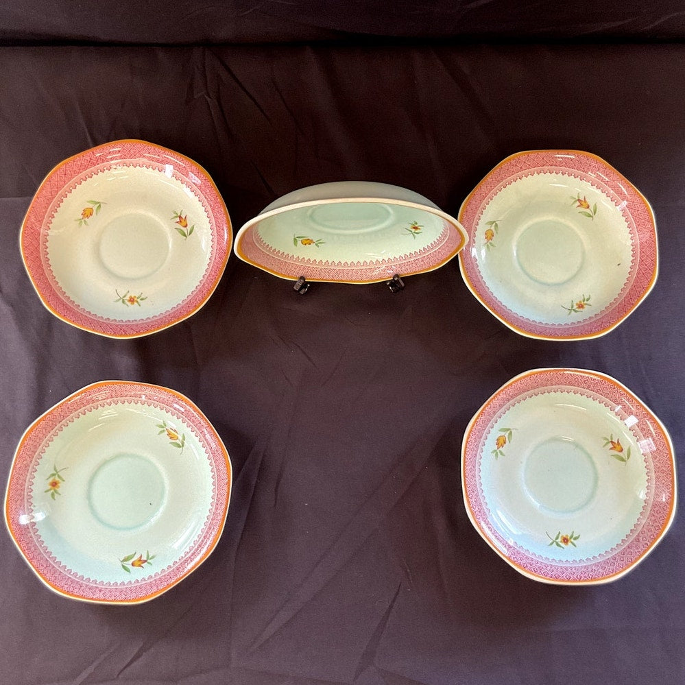 Adams Calyx Ware Lowestoft Saucers - Set of 5