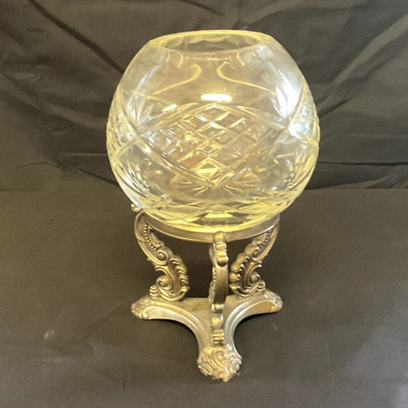 Vintage Godinger Pedestal Crystal Votive Cut Glass Globe