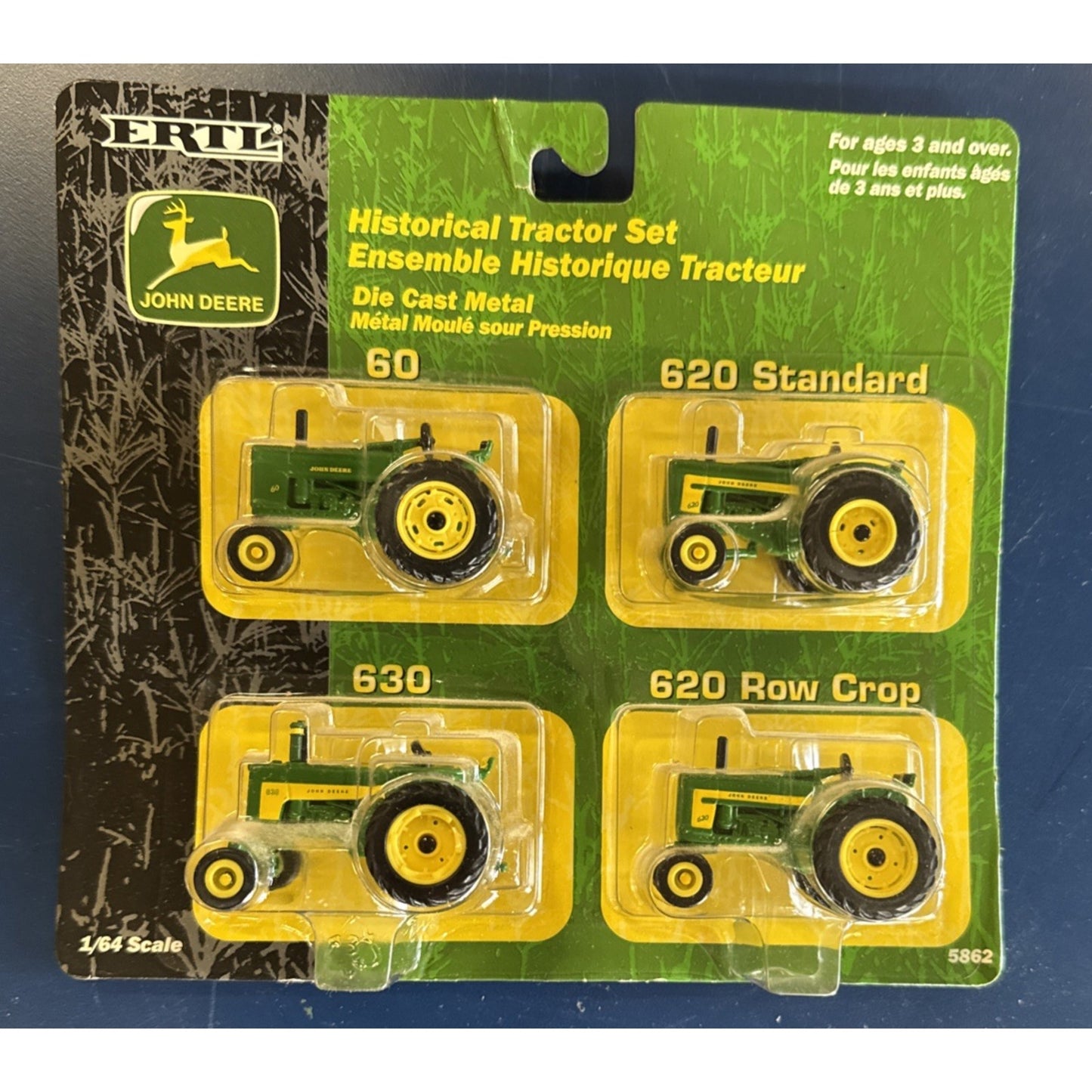 ERTL DIE-CAST METAL JOHN DEERE 4 pc TRACTOR SET - 1/64 SCALE #5862 NIB