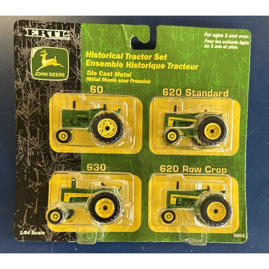 ERTL DIE-CAST METAL JOHN DEERE 4 pc TRACTOR SET - 1/64 SCALE #5862 NIB