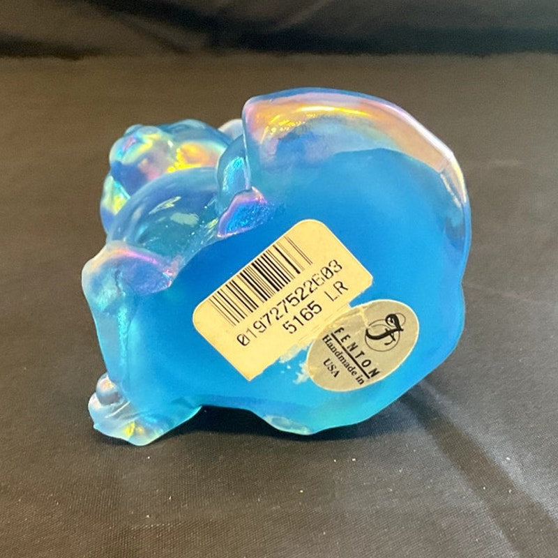 Vintage Fenton Irisdecent 3.5" Hand Painted Cat