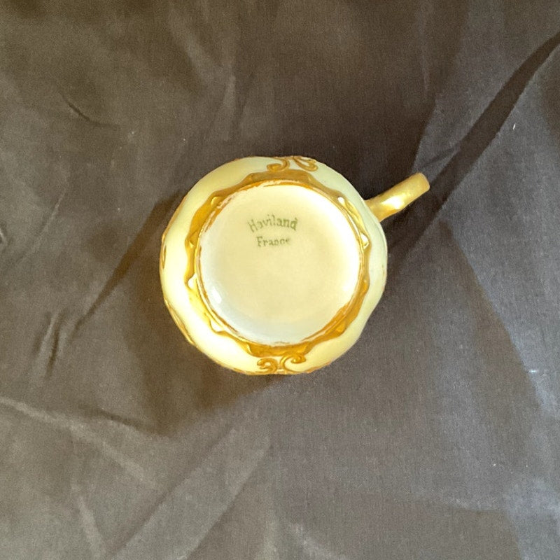 Antique Haviland Raised Gold w/ Hand Painted Floral Pattern Tea cup circa 1900