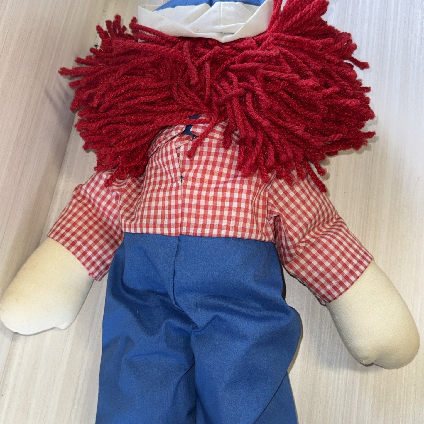 Raggedy Andy Doll Handmade VTG 22" Cloth Toy w/ Sailor Hat Unique Clean