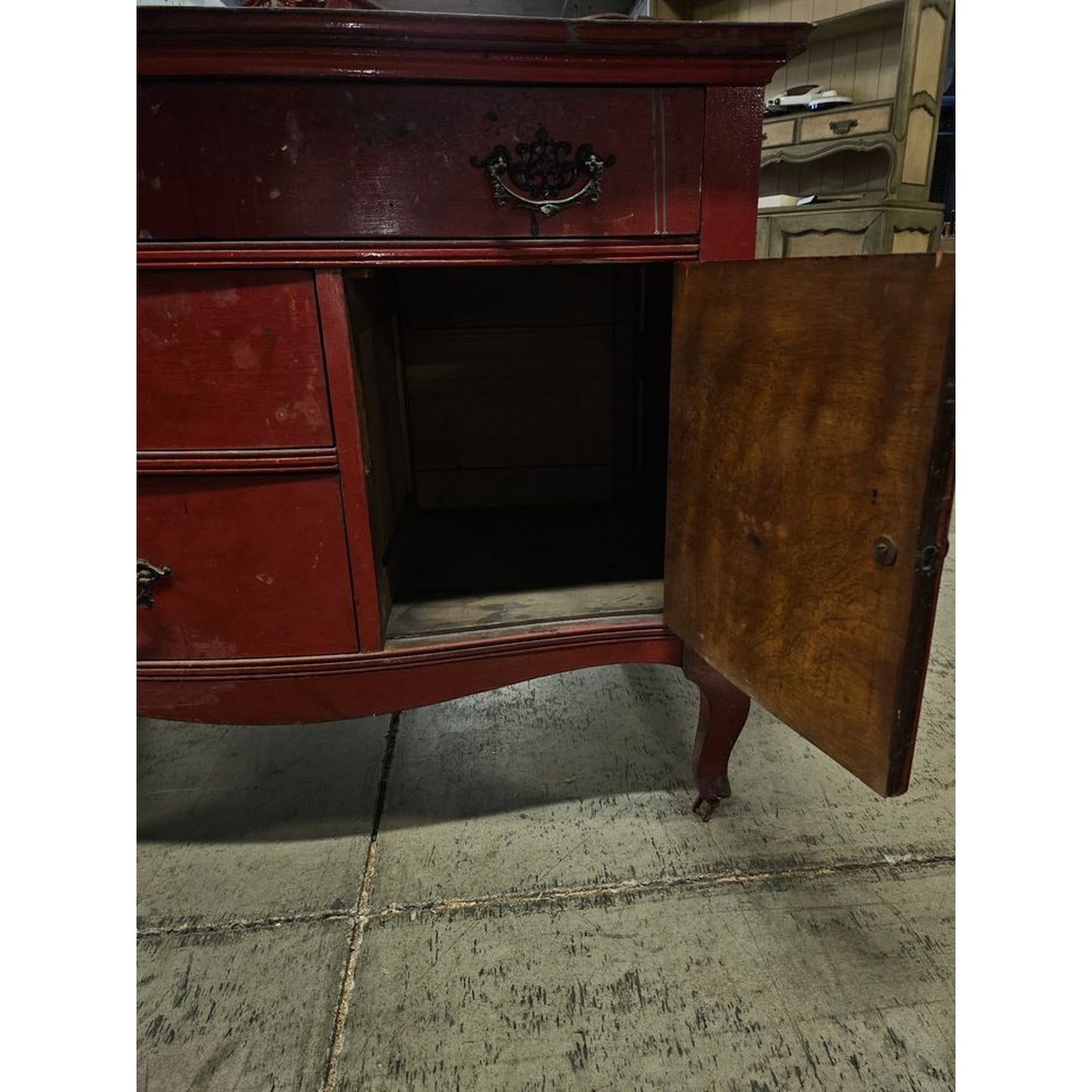 Vintage Solid Wood Serpentine Three Drawer Dresser