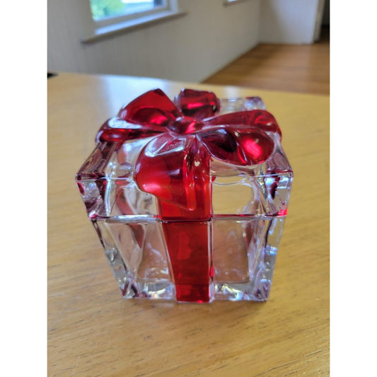 Vintage Glass Red Bow Container