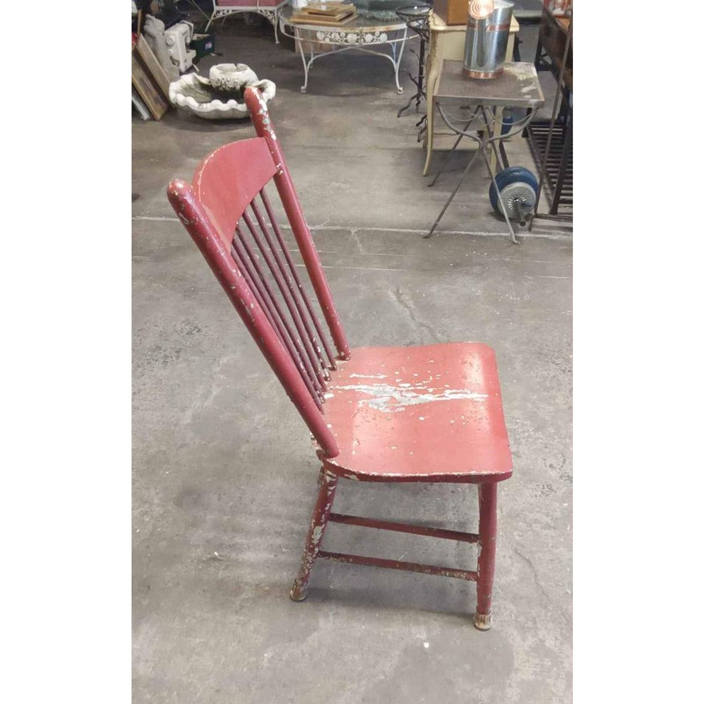 Vintage Farmhouse Wooden Red Chair