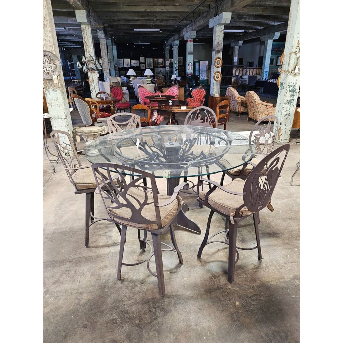 Twist-N-Turn Outdoor Metal and Glass Table and Chair Set