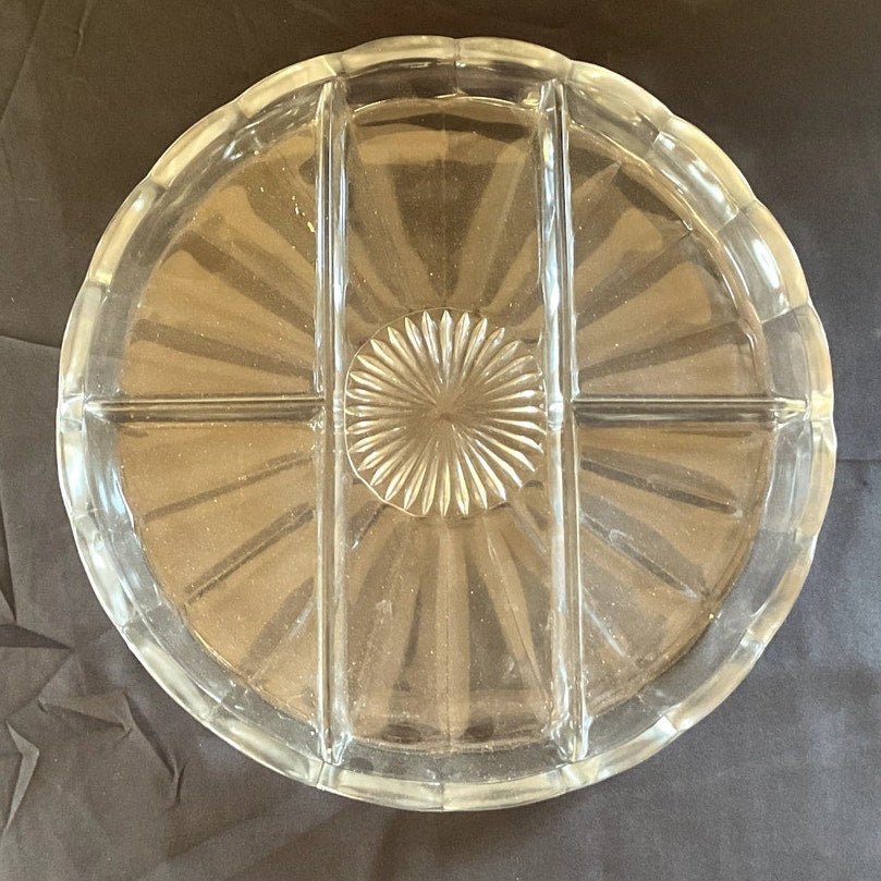 Vintage Cambridge Portia Clear Glass Five-Part Relish Dish