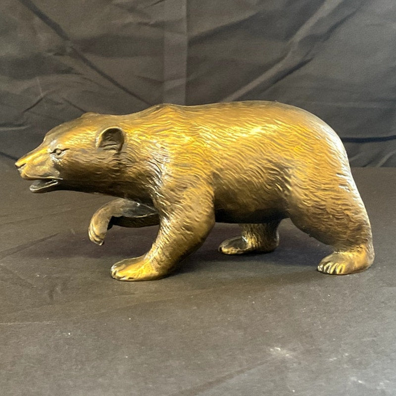 Cast Bronze Walking Bear Figurine