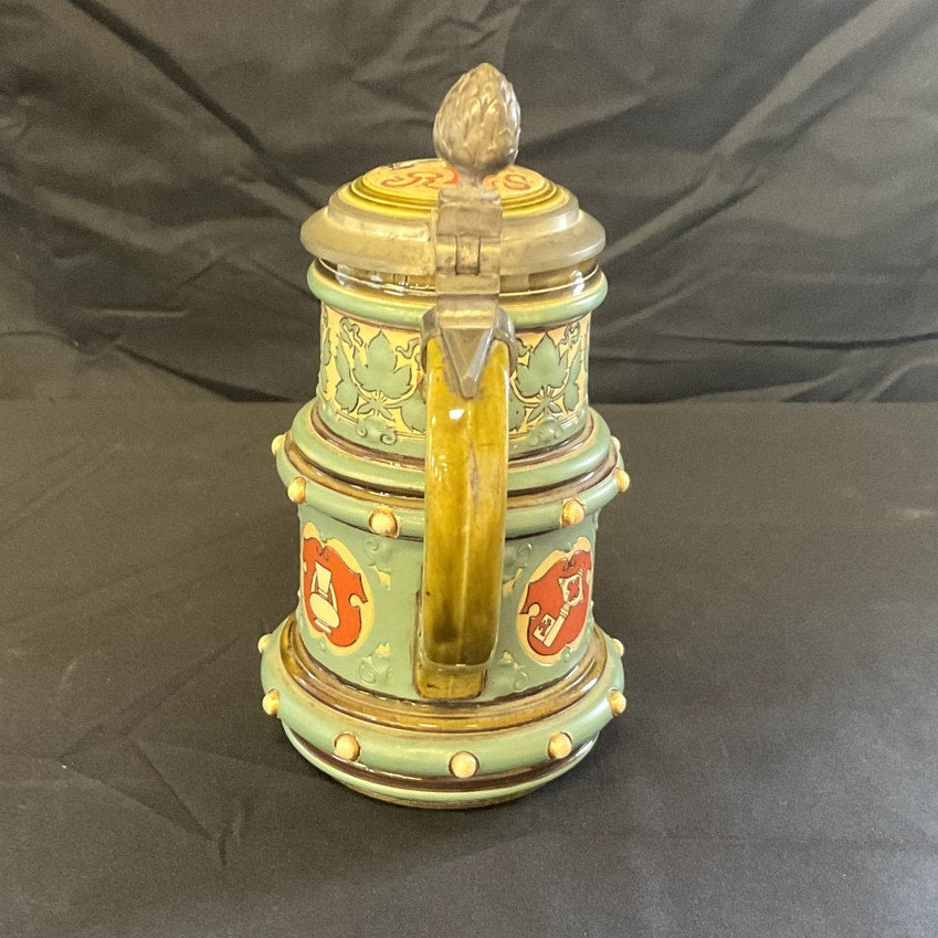 German Beer Stein Mettlach Symbols of Henseatic League