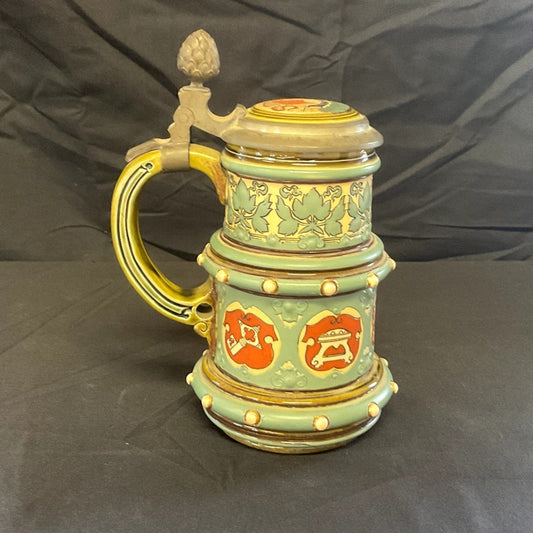 German Beer Stein Mettlach Symbols of Henseatic League