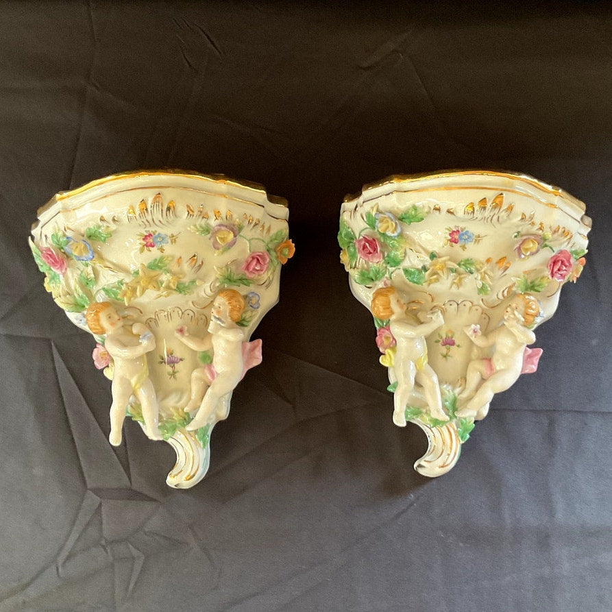 Antique Porcelain Wall Sconces M-354 - Pair