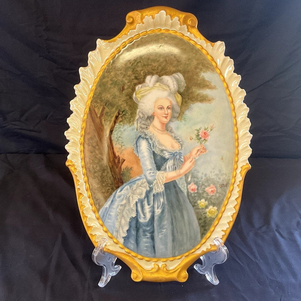 Antique Limoges France Hand Painted Marie Antoinette in Ormolu