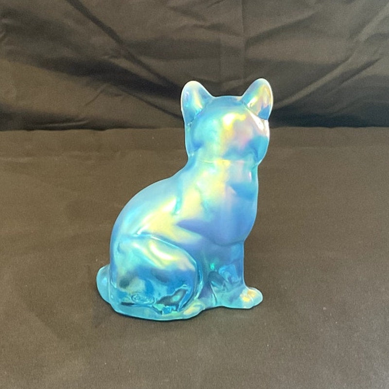 Vintage Fenton Irisdecent 3.5" Hand Painted Cat