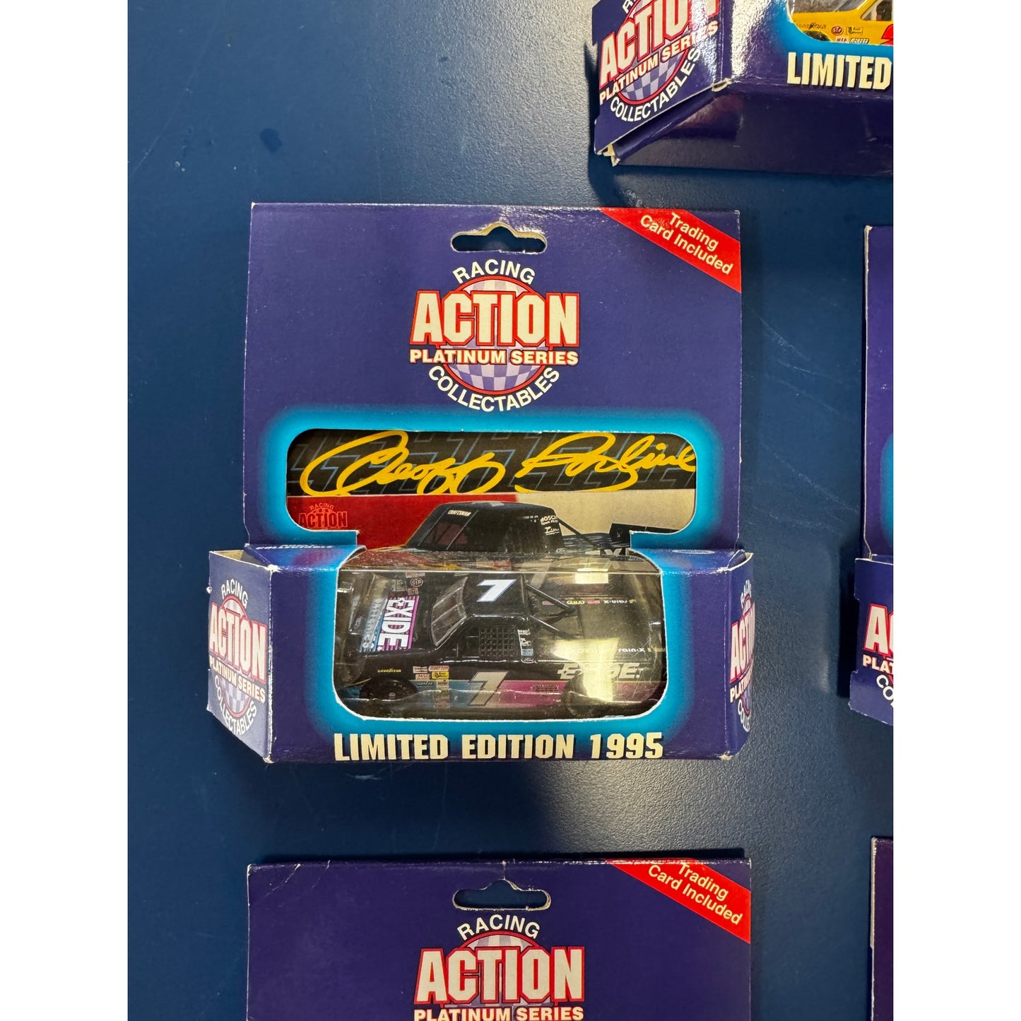 Lot of Seven Racing Action Platinum Series 1995 Trucks & Matching Trading Cards – #28, #52 (Ken Schrader), #7, #16, #84 (Joe Ruttman), #71, #16