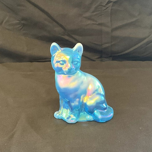 Vintage Fenton Irisdecent 3.5" Hand Painted Cat
