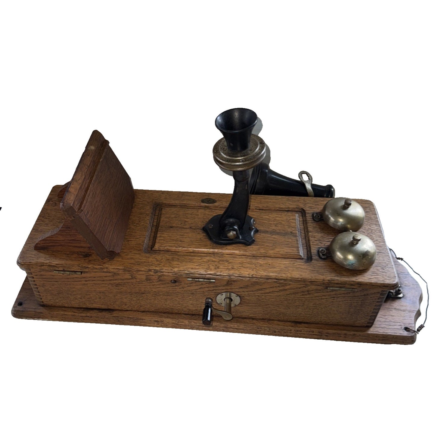 Antique 1906 Oak American Electric Wall Telephone 5 Magnet Crank Works
