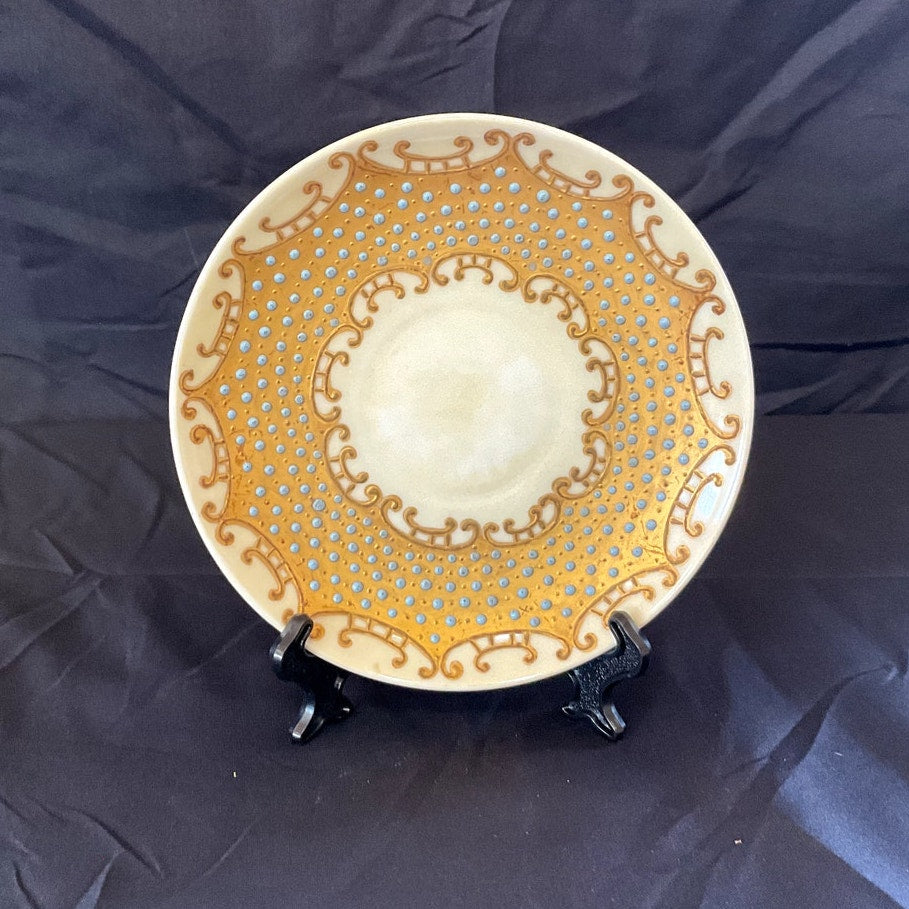 Antique Beige D & C Raised Gold & Raised Enamel Dots Saucer circa 1875