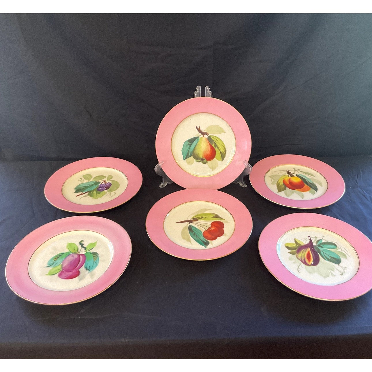 8 3/8" Porcelain Fruit Plates - Set of 6