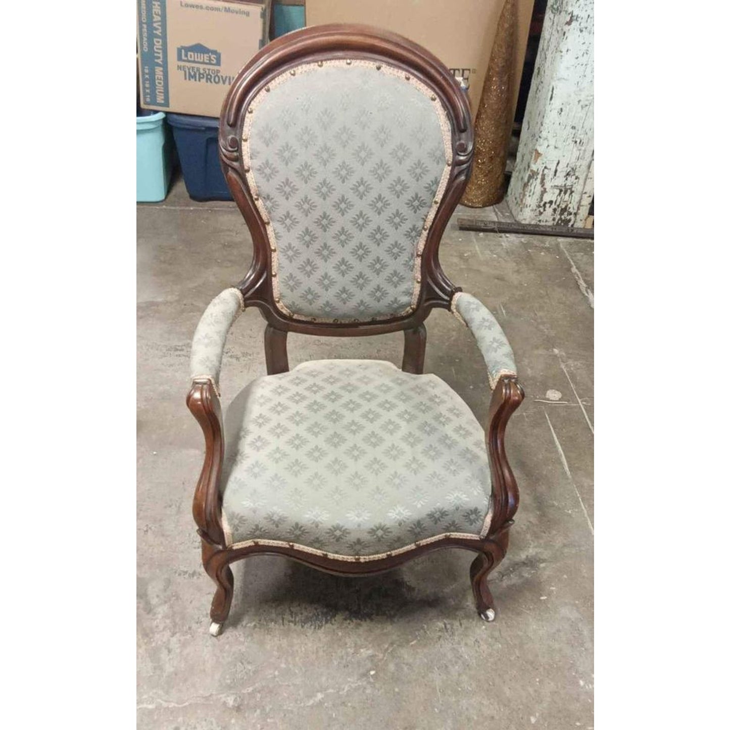 Antique Victorian Mahogany Ladies Armchair with Wheels