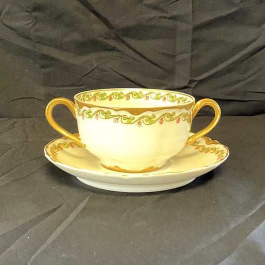 Haviland & Co. Limoges Gilded Bullion Cup & Saucer circa 1900s