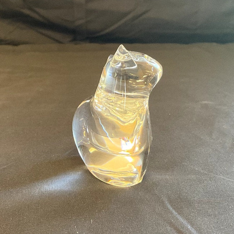 Vintage Baccarat Clear Crystal Cat Paperweight