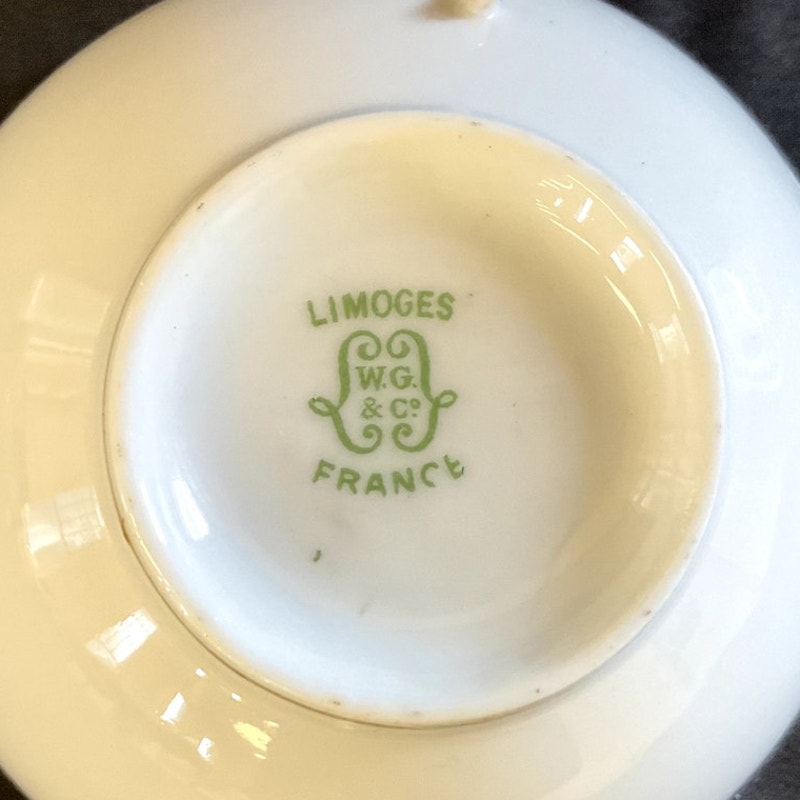 Wm Guering & Co. Limoges Gilded Bouillon Cup & Saucer circa 1900s