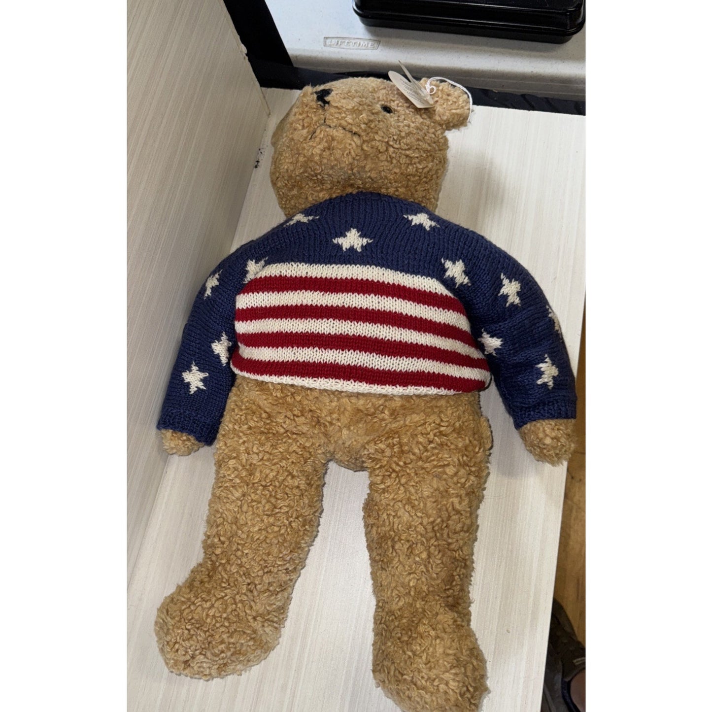 TY Teddy Bear 24" VTG 1991 Stars & Stripes Forever Curly Plush USA Patriotic