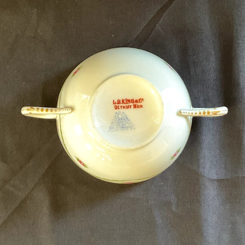 L.B. King Gilded with Ivy/Rose Pattern Bullion Cup & Saucer