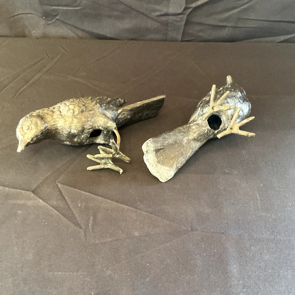 Hand Cast Bronze Birds - Pair