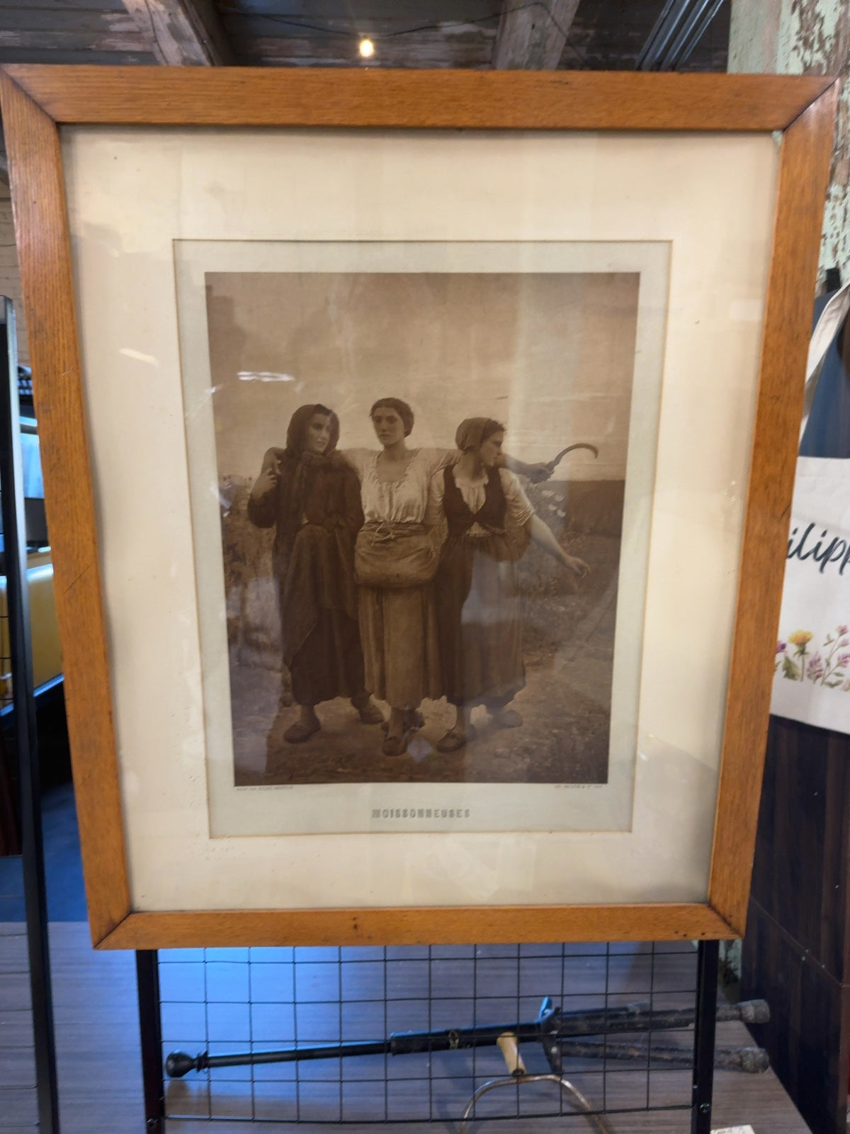 Antique Ad. Braun & Cie Photogravure "Moissonneuses" Framed in Oak 22x30