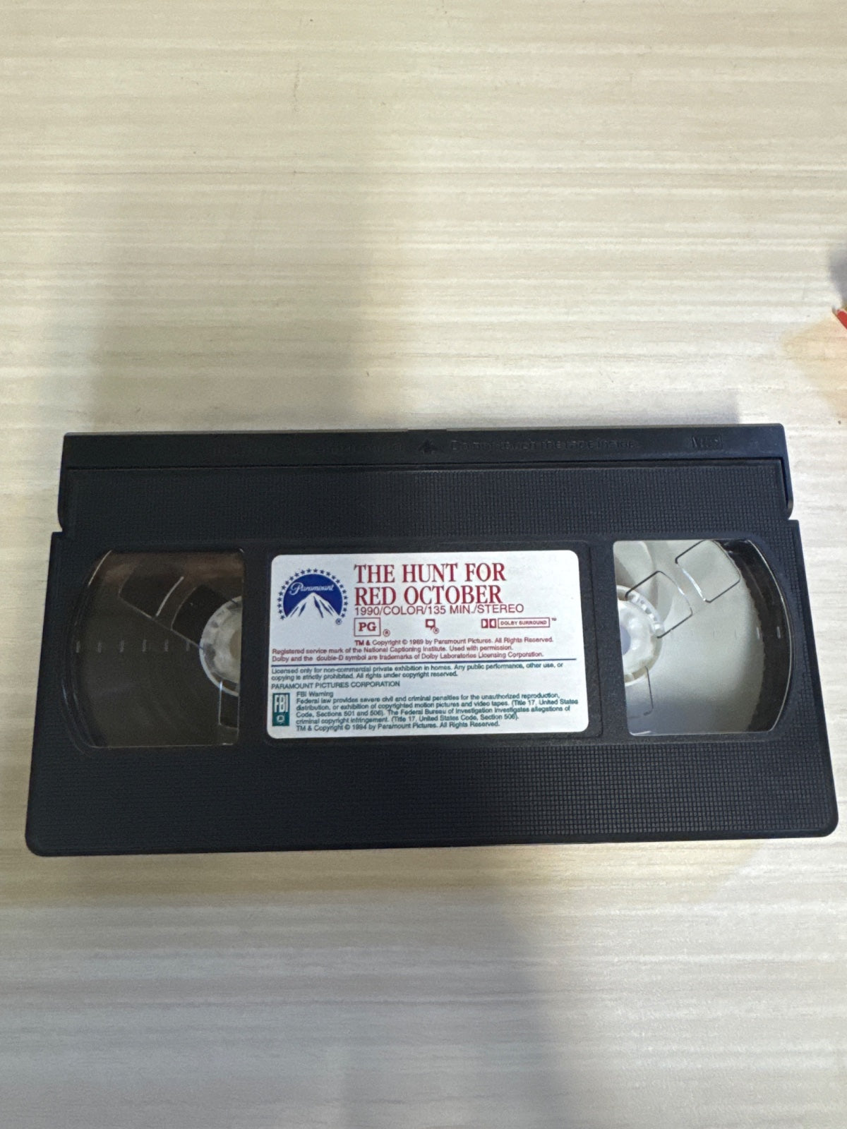 The Hunt for Red October (VHS, 1990) Sean Connery Paramount Pictures Acceptable