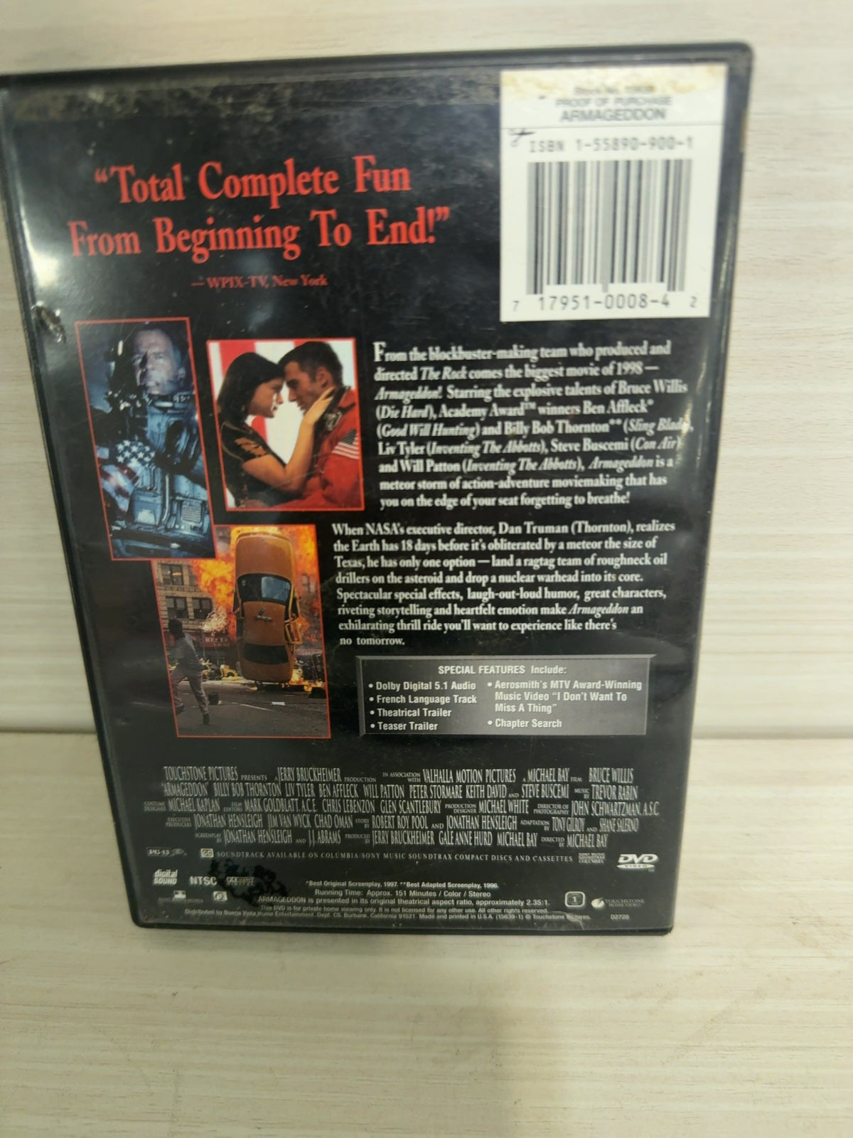 Armageddon (DVD, 1998) Very Good Bruce Willis Touchstone / Disney Ben Affleck