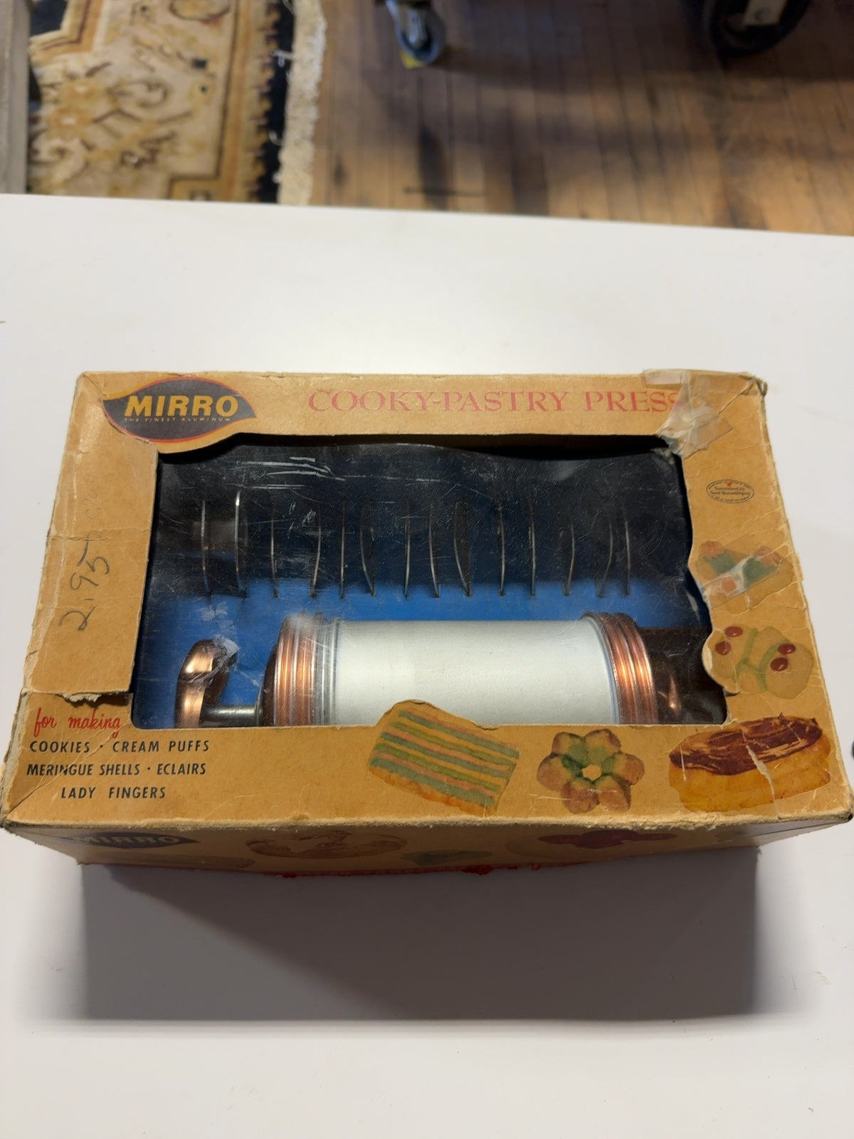 Vintage Mirro Cooky-Pastry Press 358-AM Cookie Press in Box with Discs & Manual