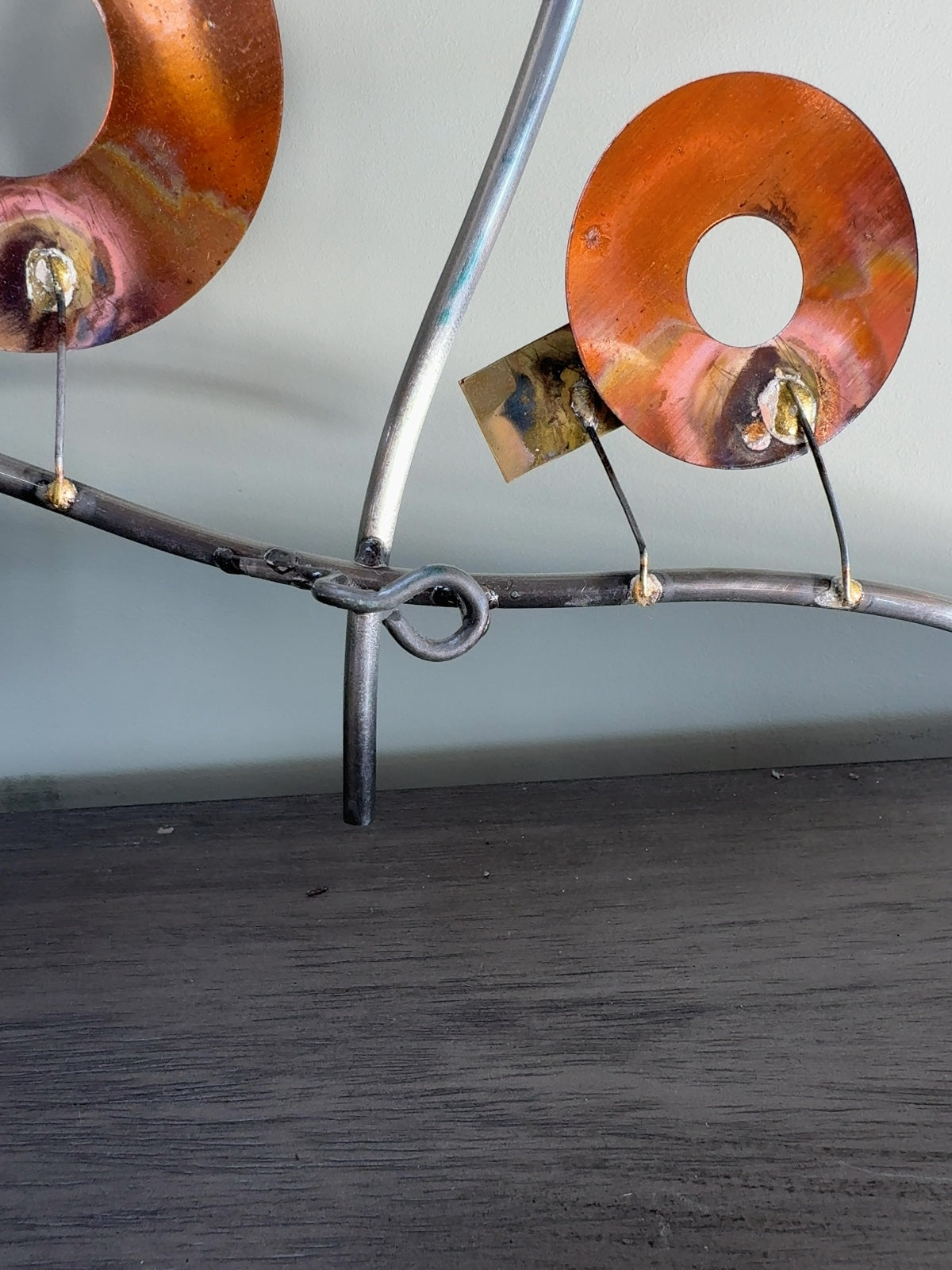 Curtis Jere Signed Metal Wall Sculpture Abstract Welded Steel & Copper Discs