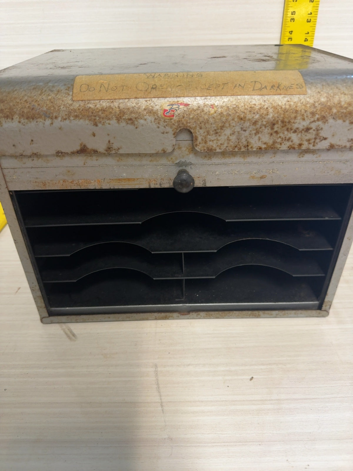 Vintage Metal Darkroom Photographic Paper Safe Light-Tight Storage Box