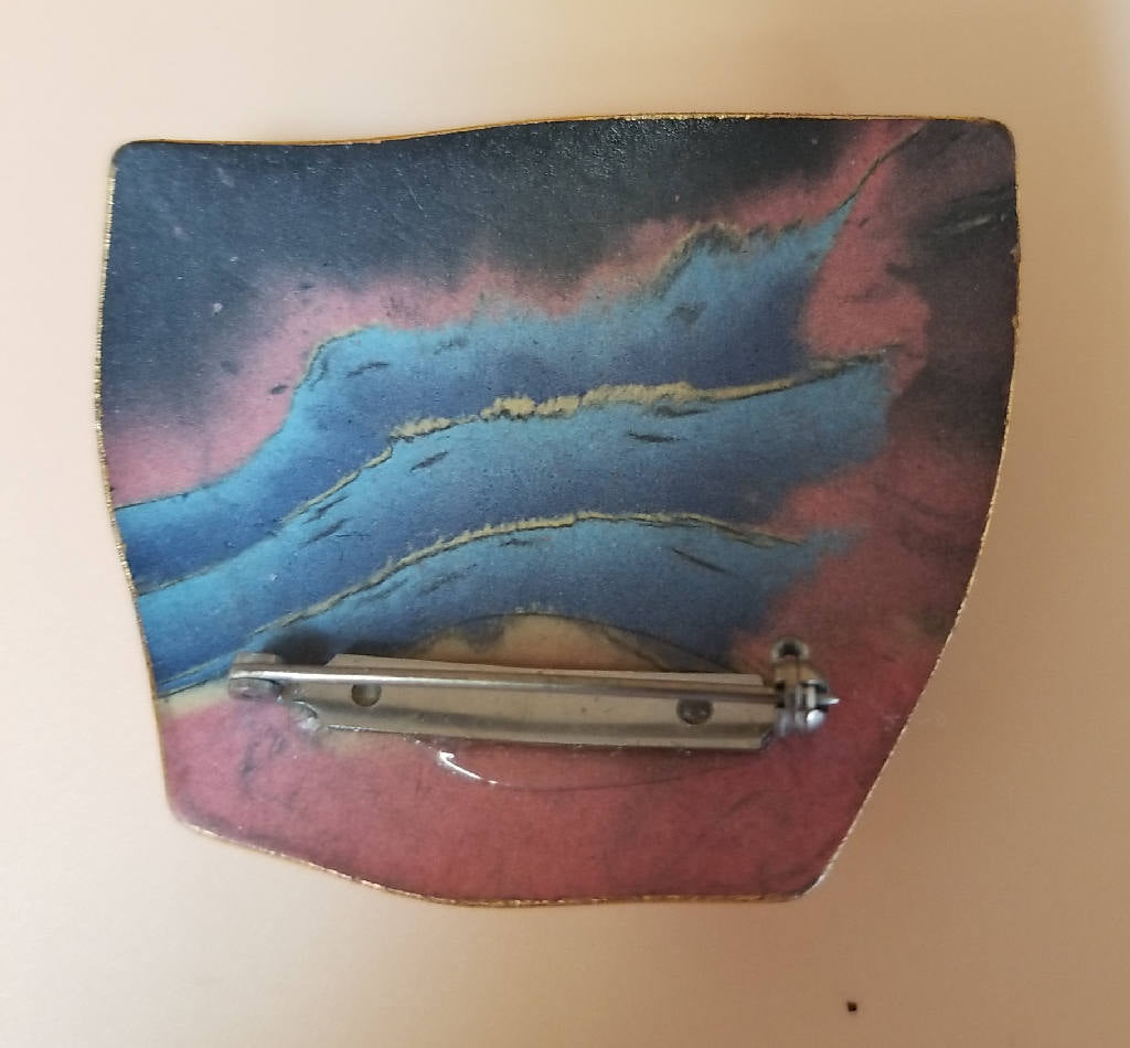 Stunning Unique Handcrafted Enamel Art Brooch with Abstract Design